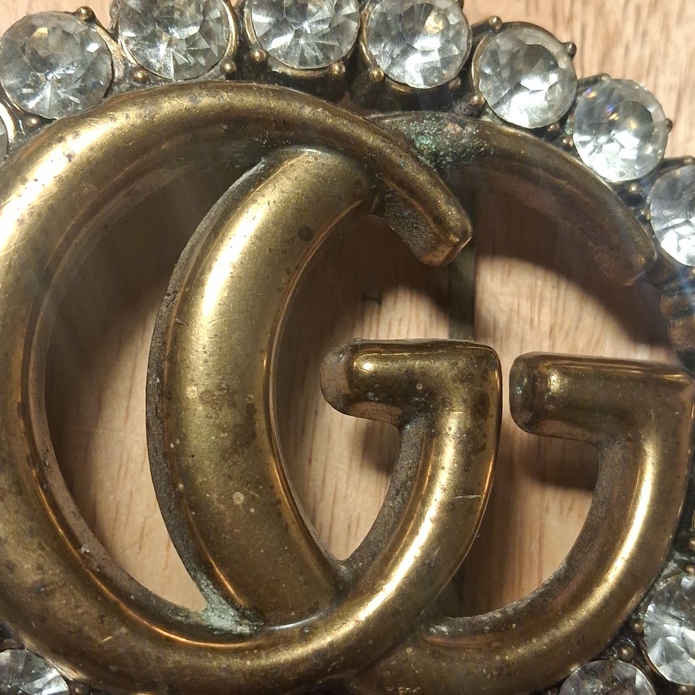 Double G Belt Buckle with Clear Crystals - Picture 3 of 8